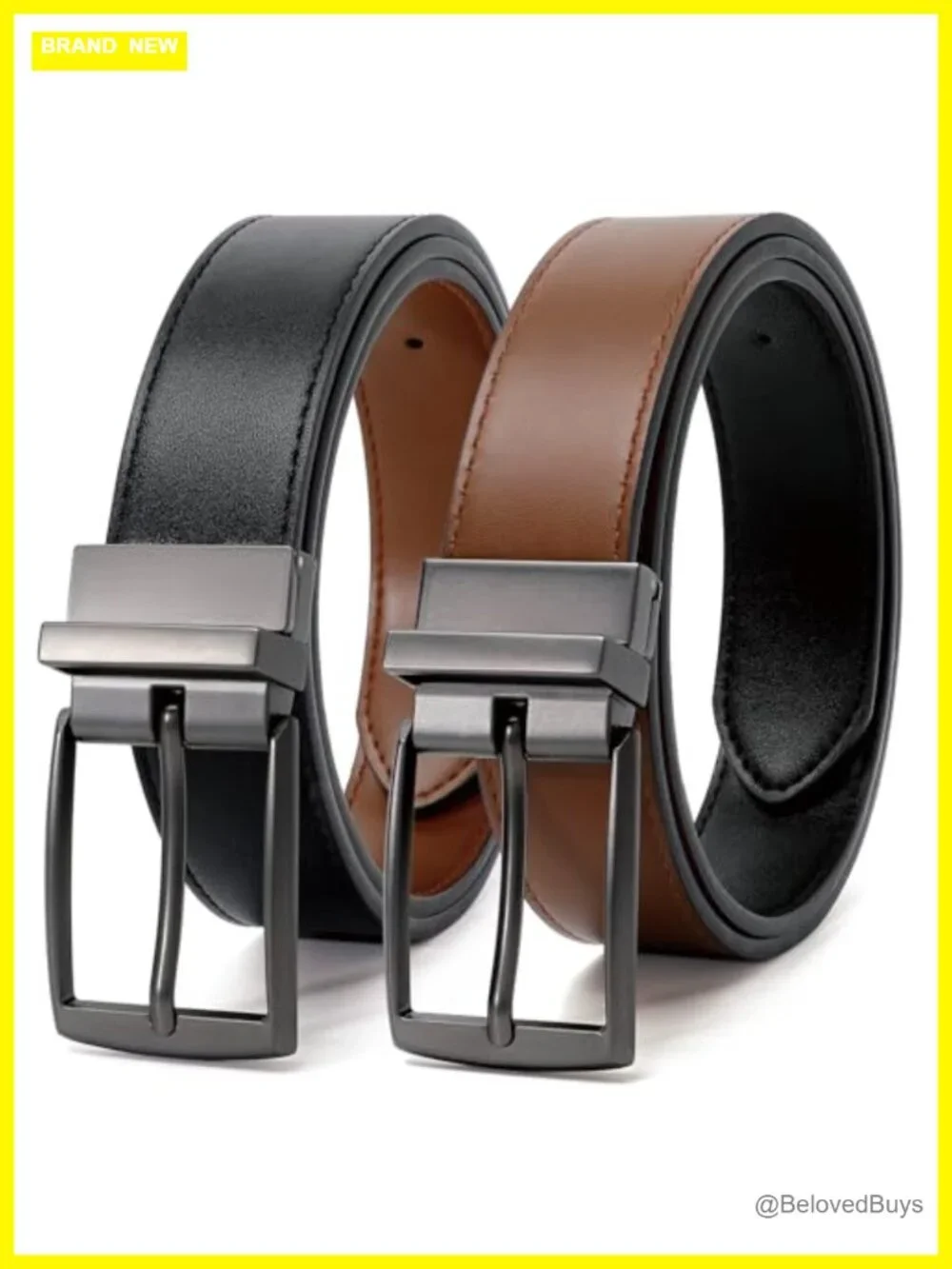 Women's Reversible Faux Leather Belt for Jeans Pants Dress, Trim to Fit